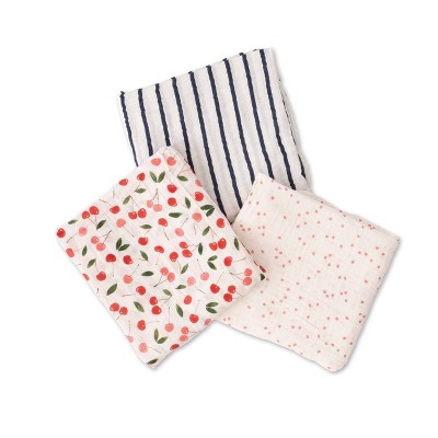 Image of Red Rover Cotton Muslin Swaddle Blanket - Cherries 3pk