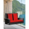 50" 2-Person Wicker Hanging Porch Swing with 2 Back Cushions and 1 Seat Cushion - 3 of 4