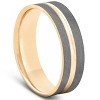 Pompeii3 14k Yellow Gold & Black Brushed Mens 6mm Flat Comfort Fit Wedding Band - 2 of 4