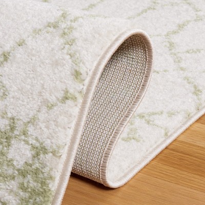 Ivory and Sage Hand-Knotted Synthetic 4' x 6' Area Rug