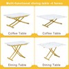 Lyngins 5-Piece Modern Lift Table Set – White Textured Sticker MDF Desktop, Golden Metal Legs & 4 Chairs, Multifunctional Coffee/Dining/Bar Table Set - 3 of 4
