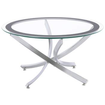 Brooke Round Coffee Table with Glass Top Chrome - Coaster