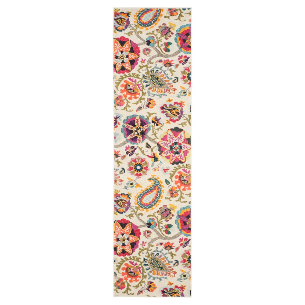 2'2inx12' Runner Jasmine Paisley Area Rug Ivory/Multi - Safavieh