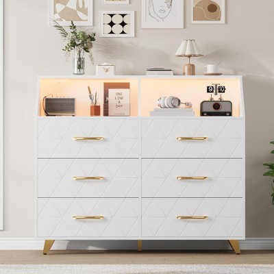 6 Drawer Dresser with LED Lights & Charging Station