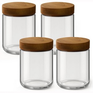 16oz 4 Pack Overnight Oats Containers with Lids, Glass Jars with Acacia Wood Airtight Lids, for Yogurt, Chia Pudding, Parfait, Snacks, Spice - 1 of 4