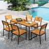 Tangkula 7 PCS Outdoor Dining Set for 6 Acacia Wood Rectangular Table & 6 Armless Chairs - 2 of 4