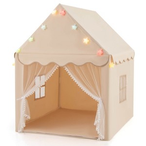 Infans Kids Playhouse Tent Large Castle Fairy Tent w/Star Lights Mat Beige - 1 of 4