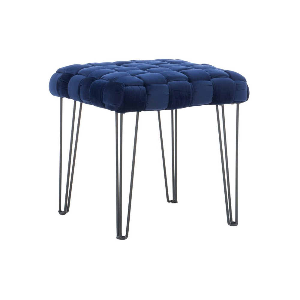 Kylie Square Ottoman Stool Navy - Linon