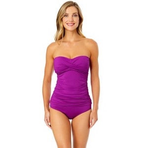 Women's Live In Color Twist Front Bandeaukini Swim Top - 1 of 4