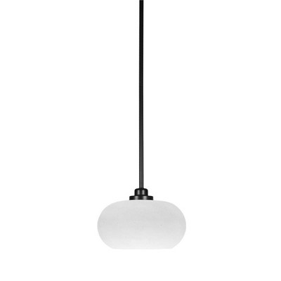 Toltec Lighting Odyssey 1 - Light Pendant in  Matte Black with 10" White Muslin Shade