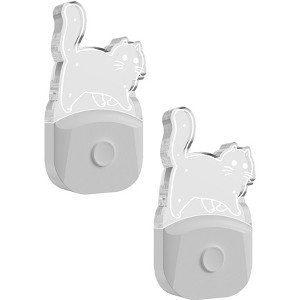 YANSUN 0.5-Watts Plug-In Light Sensor Cat Night Light LED with 3000K Warm White and RGB, Button Color Control 2-Pack - 1 of 1