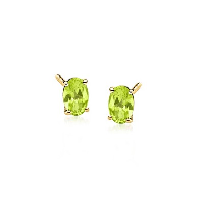 RS Pure by Ross-Simons 0.80 ct. t.w. Oval Peridot Stud Earrings in 14kt Yellow Gold