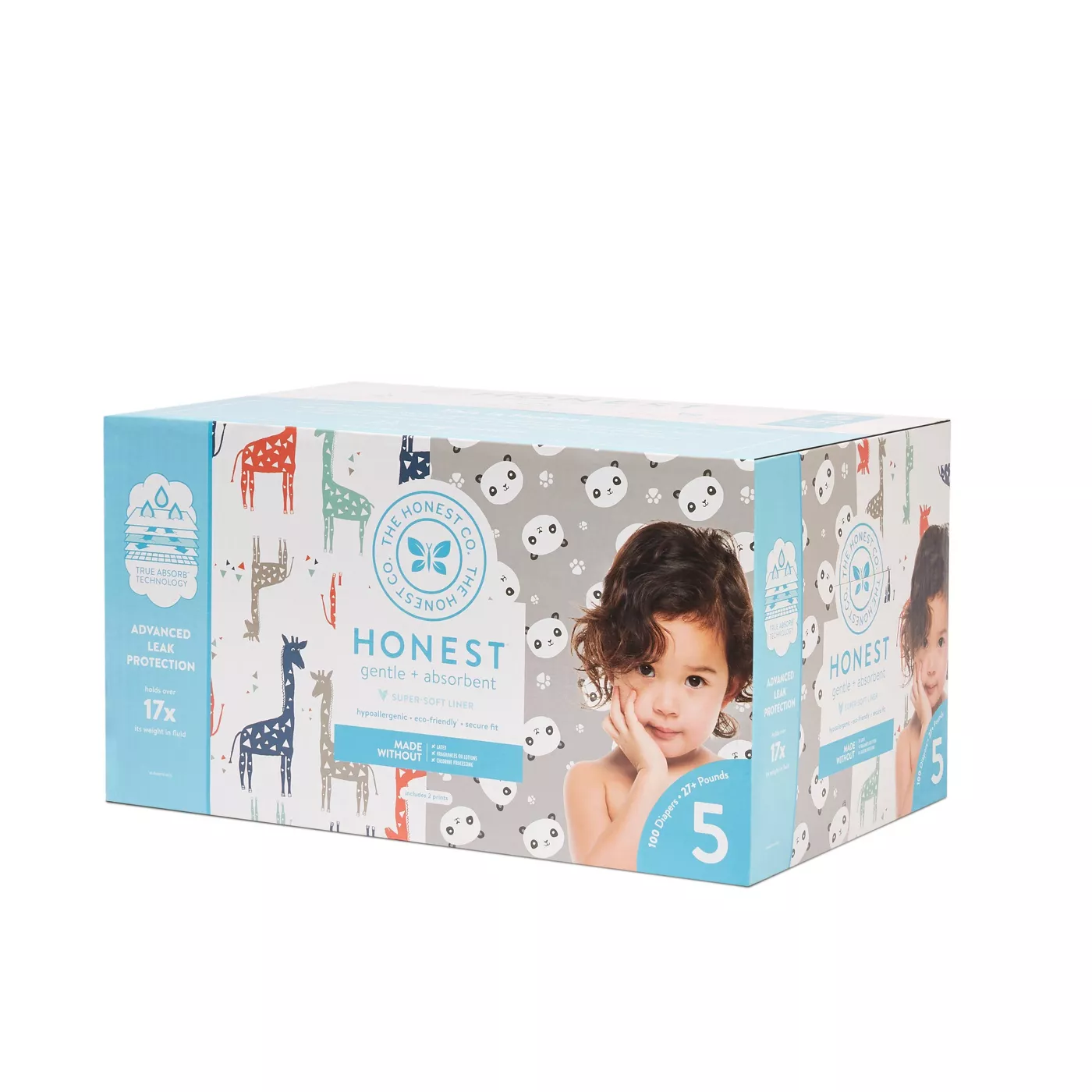 The Honest Company Disposable Diapers Super Club Box Pandas & Giraffes - Size 5 - 100ct - image 1 of 3