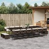 vidaXL 17-Piece Patio Dining Set with Cushions Brown Poly Rattan – Garden Table and Chairs w/Foldable Seats/Storage – Tempered Glass Top - 2 of 4