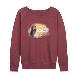 Women's - Disney - There Is Always Hope Lightweight French Terry Wide Neck Long Sleeve Graphic Shirt - 1 of 4