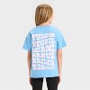 Girls' Short Sleeve Oversized Tulum Graphic T-Shirt - Cat & Jack™ Bright Blue - 3 of 4