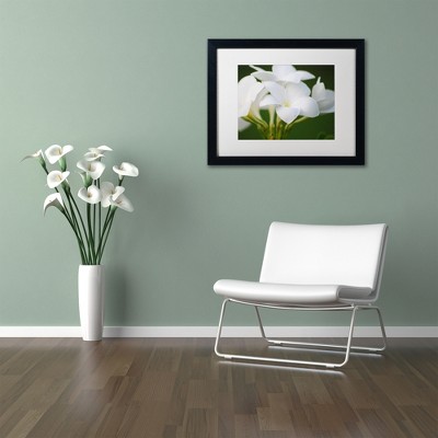White Flower Giclee Print in Black Frame with White Mat