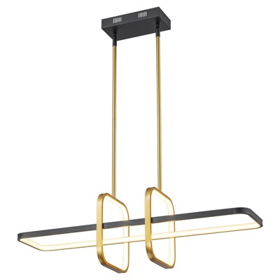 LLHZSY 34 3/4" Linear Pendant Chandelier with Integrated LED, Dimmable and Height