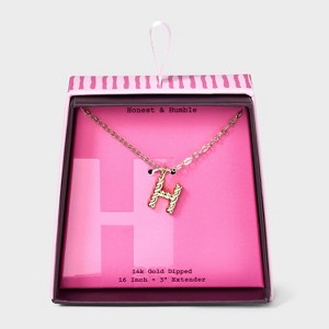 14K Gold Dipped Twisted Bubble Initial Necklace - A New Day™ Gold - 1 of 4