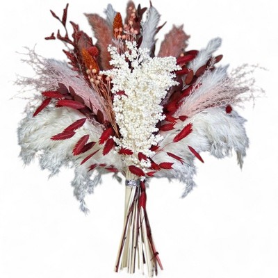 Alilang Decorative Mixed Dried Flower Bouquet for Home Decoration and Event Arrangements, 17 Inches - Red