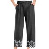 Collections Etc Embroidered & Scalloped Hem Elasticized Waist Capris - 4 of 4