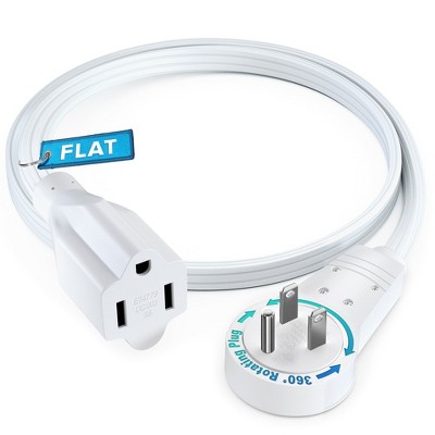Maximm 360° Rotating Flat Plug Extension Cord Flat Cord with Slim Space-Saving Plug Design, 16 AWG