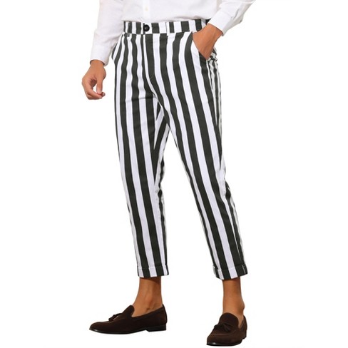 Unique Bargains Men's Vertical Stripes Flat Front Chino Pants 