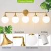 POWLIG 38.9-in 5-Light Gold Dimmable Bathroom Vanity Light with 5.9in Milk Opal Glass Globe Shade - 3 of 4