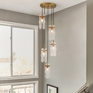 LLHZSY 5-Light Modern Ceiling Chandelier Flush Mount Ceiling Light Fixture for Foyer Stair High Ceilings - 1 of 4