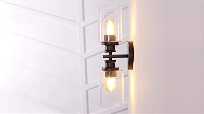 LED 2-Light Jules Edison Cylinder Iron/Seeded Glass Contemporary Wall Sconce Oil Rubbed Bronze - JONATHAN Y, 2 of 8, play video