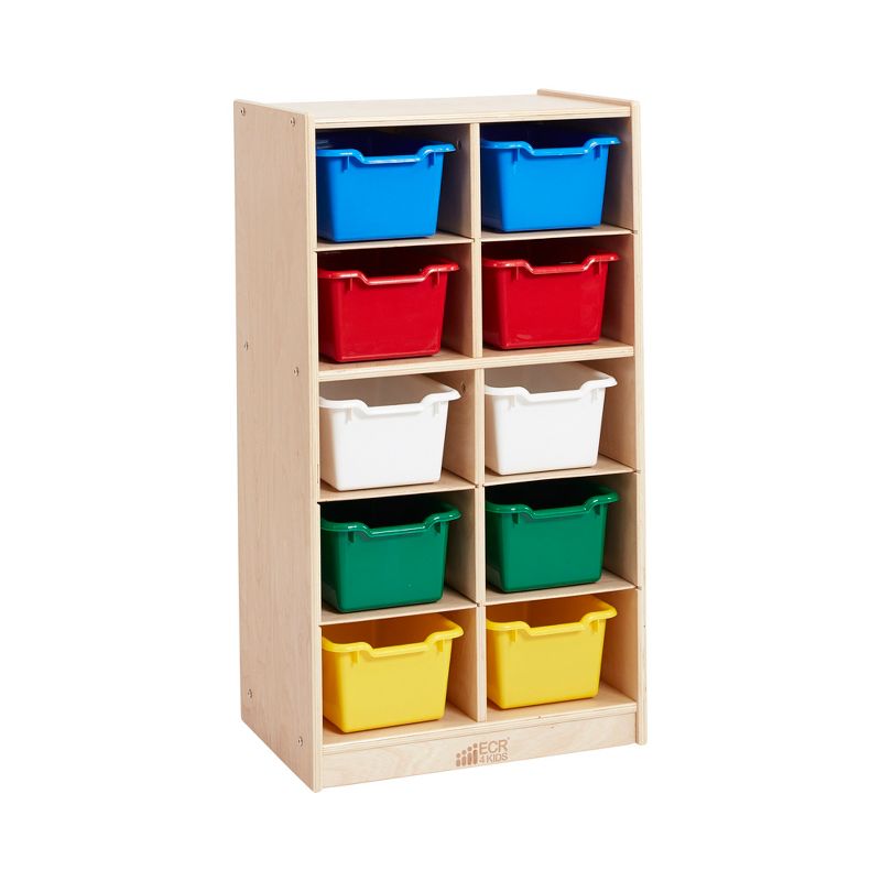 ECR4Kids 10 Cubby School Storage Cabinet - Rolling Cabinet with Tray Slots, 1 of 11