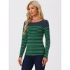 INSPIRE CHIC Women's Color Block Round Neck Long Sleeves Striped Basic T-Shirt - 3 of 4