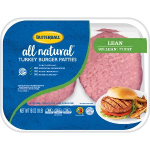Butterball All Natural Fresh 93/7 Turkey Burger Patties - 1lb - 1 of 4