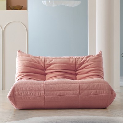 WJShome Lazy Floor Sofa Couch, Teddy Velvet Mohair Fireside Corner Bean Bag Chairs for Adults,Pink
