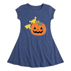 Girls' - Pokémon - Pikachu Pumpkin Fit & Flair Cap Sleeve Dress - 1 of 3