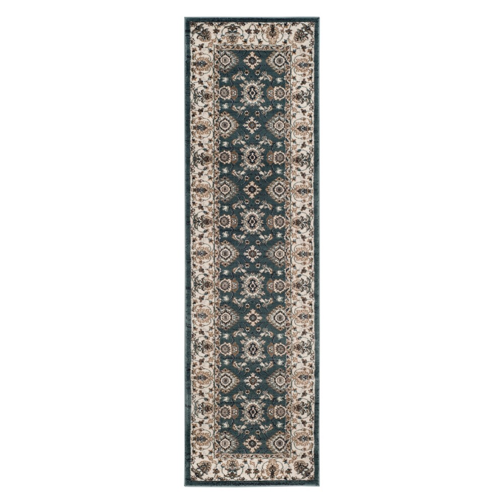 2'3inx8' Runner Floral Loomed Teal/Cream - Safavieh