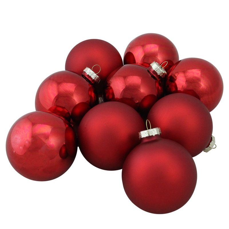 Northlight 9ct Red 2-Finish Christmas Ball Ornaments 2.5" (65mm), 1 of 4