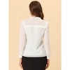INSPIRE CHIC Women's Swiss Dots Long Sleeve Ruffled Work Office Chiffon Blouse - 4 of 4