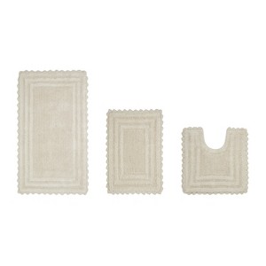 Lilly Crochet Collection 100% Cotton Tufted Reversible 3-Piece Bath Rug Set – Super Absorbent, Machine Washable Bathroom Mats with Crochet Pattern - 1 of 4
