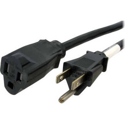 StarTech.com 20 ft Power Cord Extension - NEMA 5-15R to NEMA 5-15P - 20ft - NEMA 5-15R - NEMA 5-15P - Black