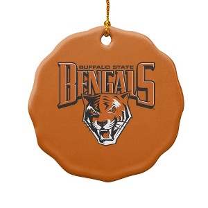 Buffalo State College Primary Logo Porcelain Scalloped Holiday Christmas Tree Ornament  2.8" (7.1 cm) - 1 of 4
