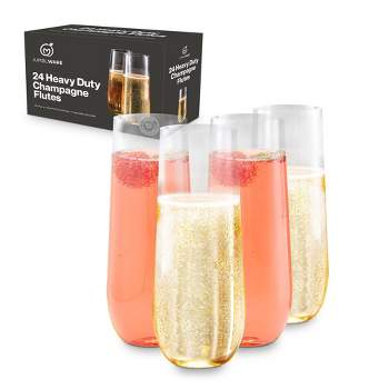 JumblWare 24 9-oz. Heavy-Duty, Stemless Plastic Champagne Flutes