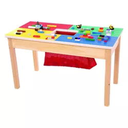 Fun Builder 32 x 16 Inch Solid Wood Frame Building Table for Lego Brand and Related Style Construction Building Blocks, Ages 5 and Up