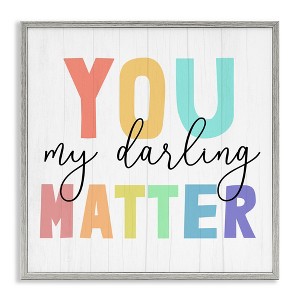 Stupell Industries You Darling Matter Rainbow Letters Framed Giclee Art, Gray, 12" x 12" - 1 of 4