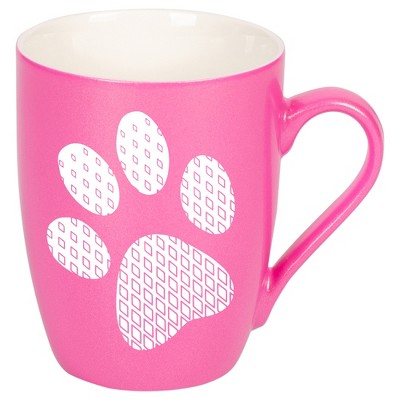 Elanze Designs Pawprint Diamond Gradient Princess Pink 10 ounce New Bone China Coffee Cup Mug