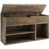 Shoe Storage Bench with Cushion, Entryway Bench with Lift-Top Storage Box and 2 Tiers Open Shoe Rack, Wooden Shoe Bench for Entryway, Bedroom - 3 of 4