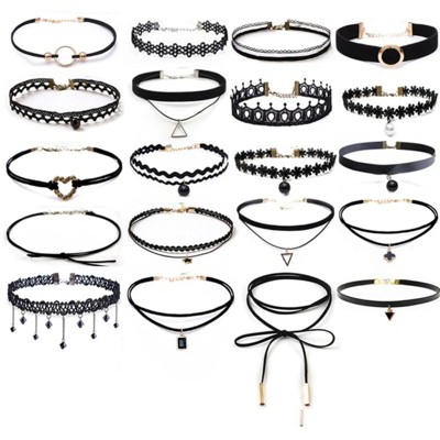 Black lace necklaces 20 pieces