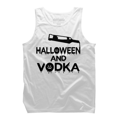 Men's Design By Humans Halloween and Vodka By melcu Tank Top