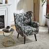 TiramisuBest Almond Button-Tufted Accent Armchair – Mid-Century Modern Lounge Chair with Oak Wood Legs & Granular Plush Fabric - 3 of 4