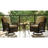 3 Piece Outdoor Patio Set, Wicker Rocking Bistro Set with 2 Swivel Chairs and Glass Top Table - 3 of 4